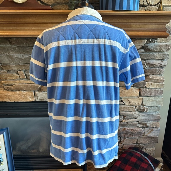POLO Ralph Lauren Men’s Carolina Blue Striped Rugby Style Knit Shirt - Size XL - Picture 7 of 11